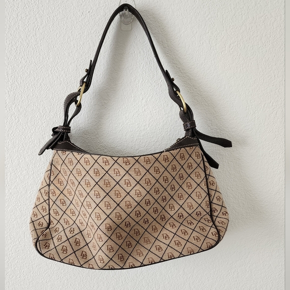 Dooney & Bourke Brown All Over Logo Shoulder Bag - Picture 2 of 12